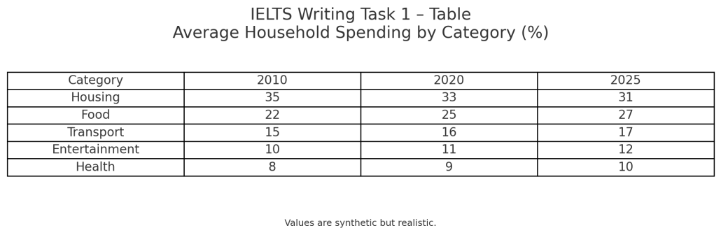 انواع سوالات رایتینگ تسک ۱ آیلتس آکادمیک جدول - Ielts academic writing task one Tables